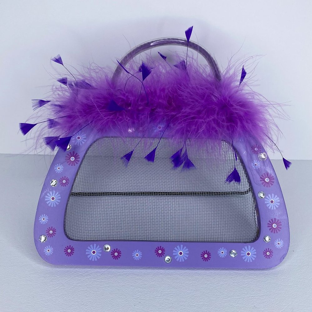 Kid's Purple Purse Earring Stand